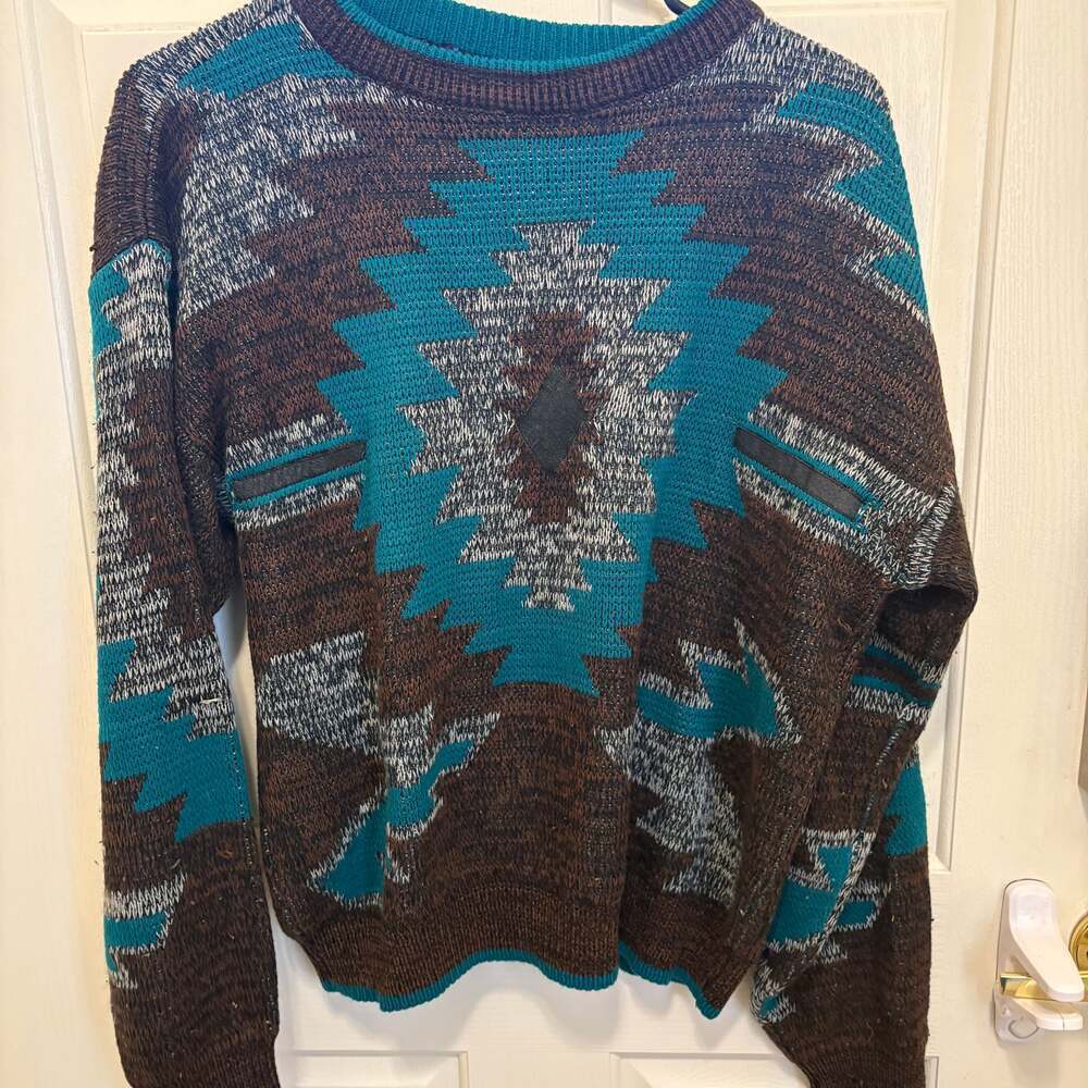 Southwestern Aztec COOGI Sweater Crewneck Earthtones Women’s Small